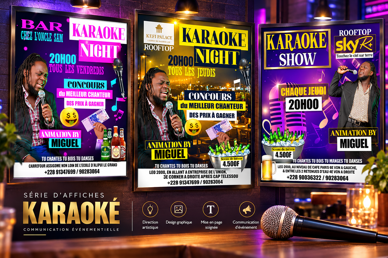 Affiches publicitaires pour soirées karaokés