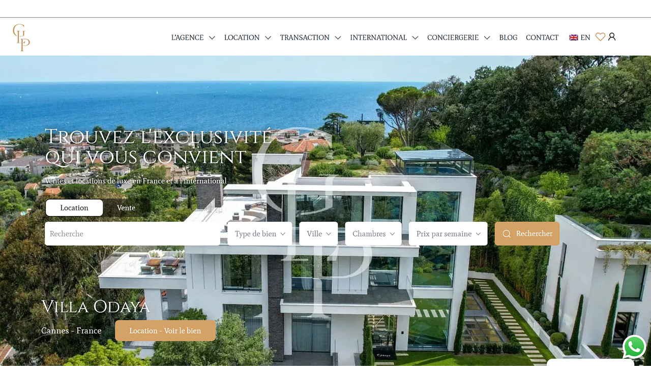 Création d'un site internet d'immobilier de luxe