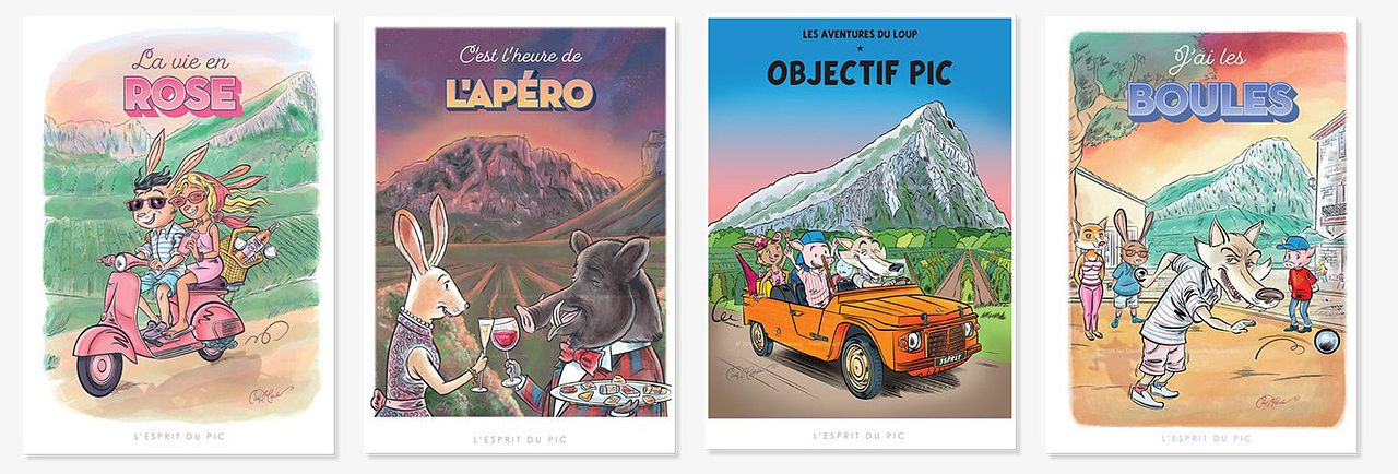 Affiches illustrées Pic Saint-Loup