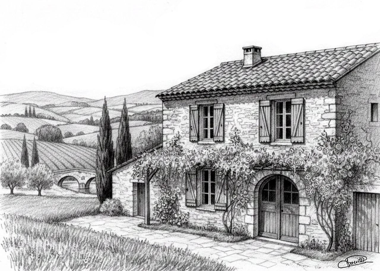 Dessin maison provencale