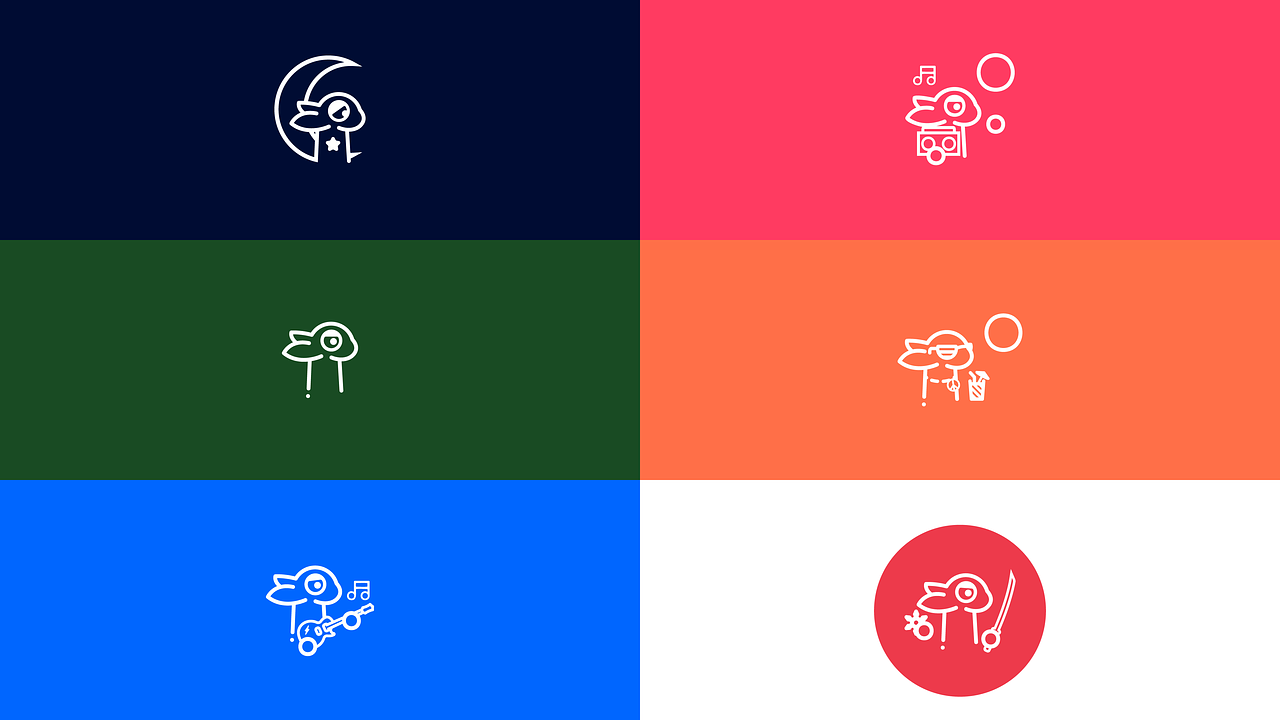 Logo mascottes expressives stylisées