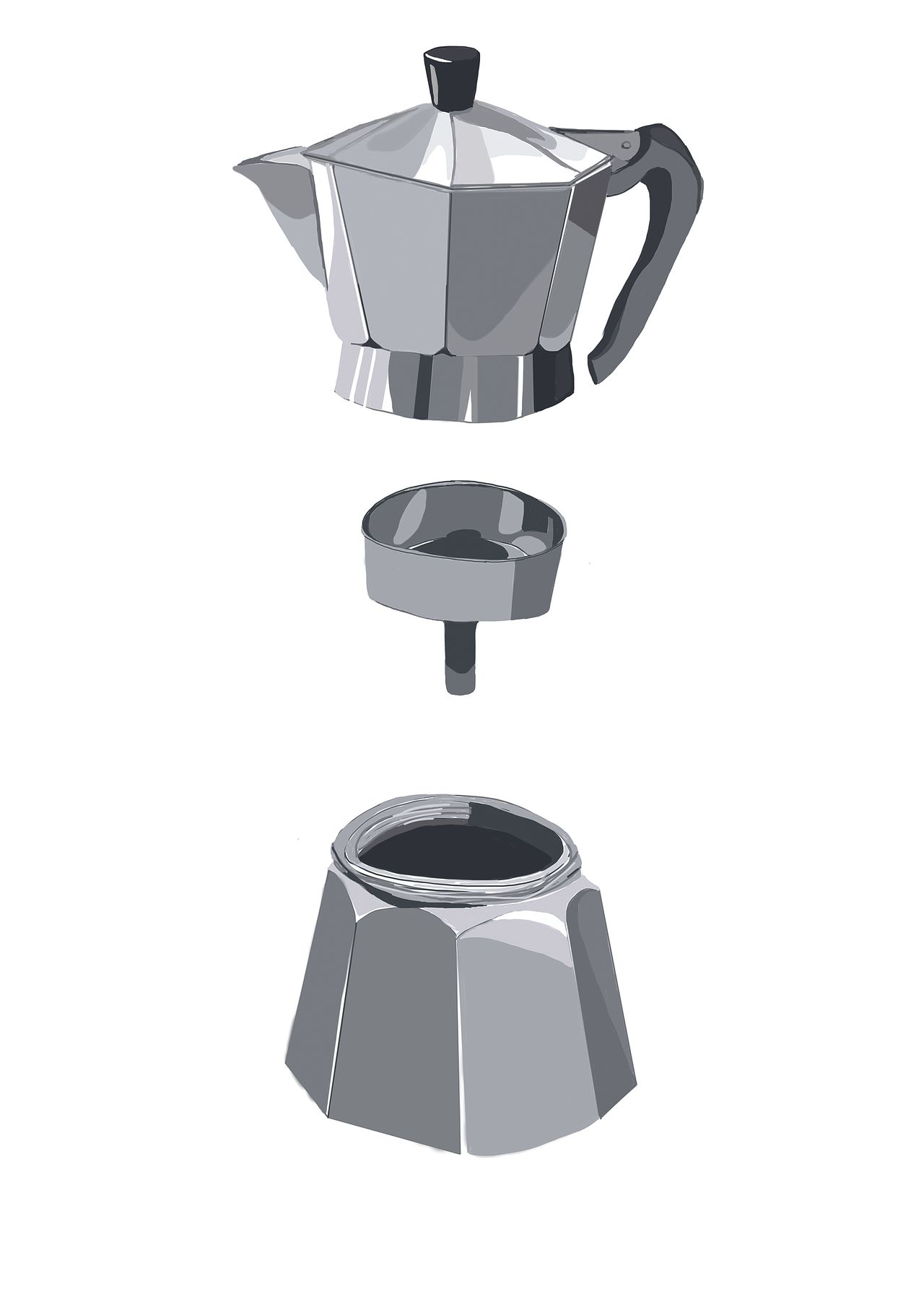 Illustration cafetière italienne