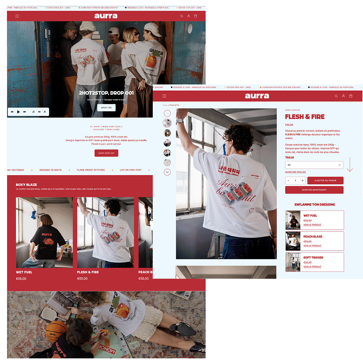 Design web d'un site E-commerce, marque Streetwear