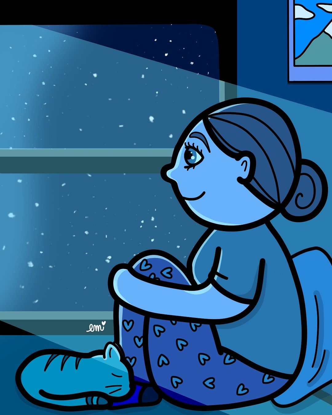 Illustration Femme dans la nuit