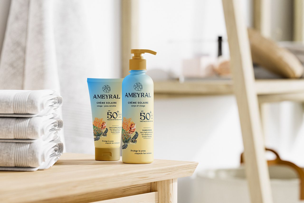Packaging illustré pour crème solaire