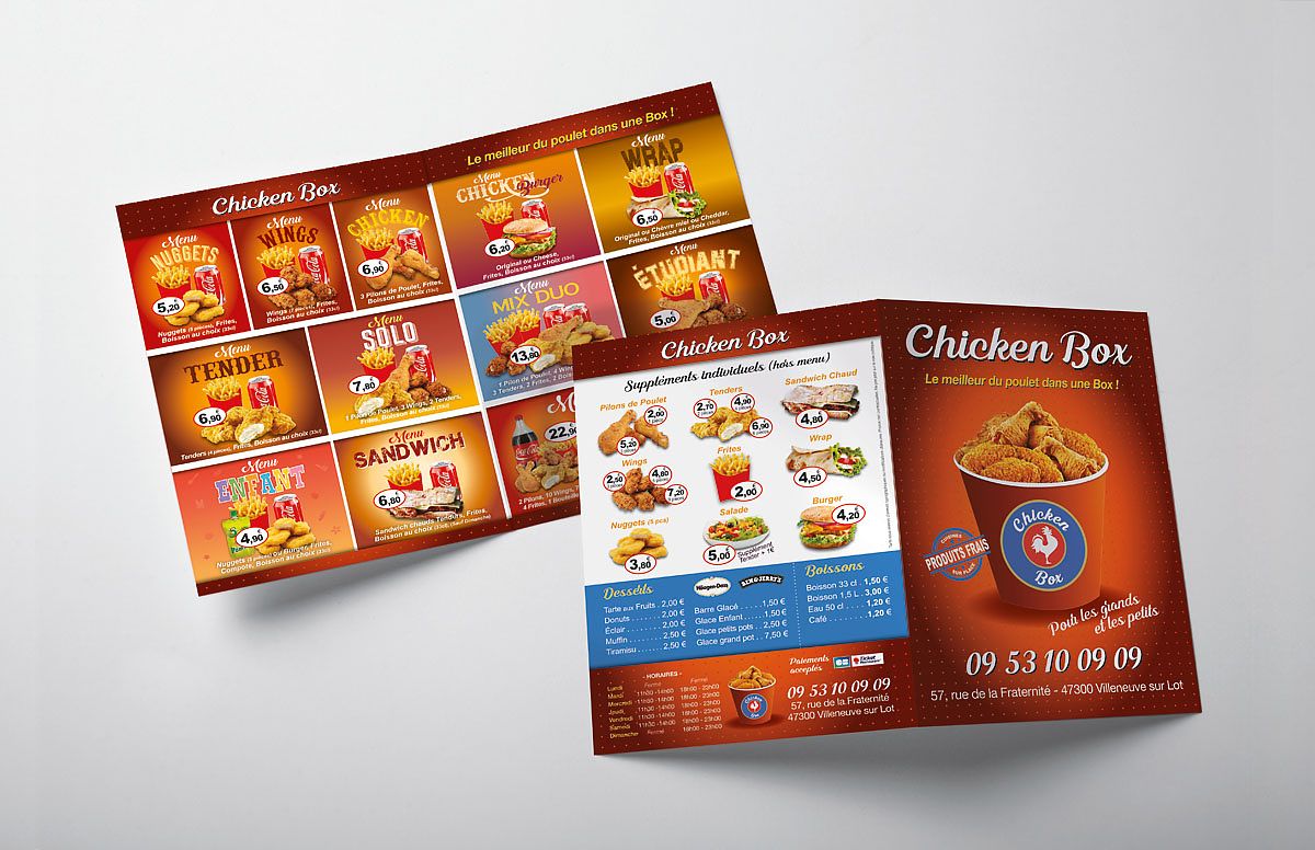 Réalisation d'un menu pour un fast food