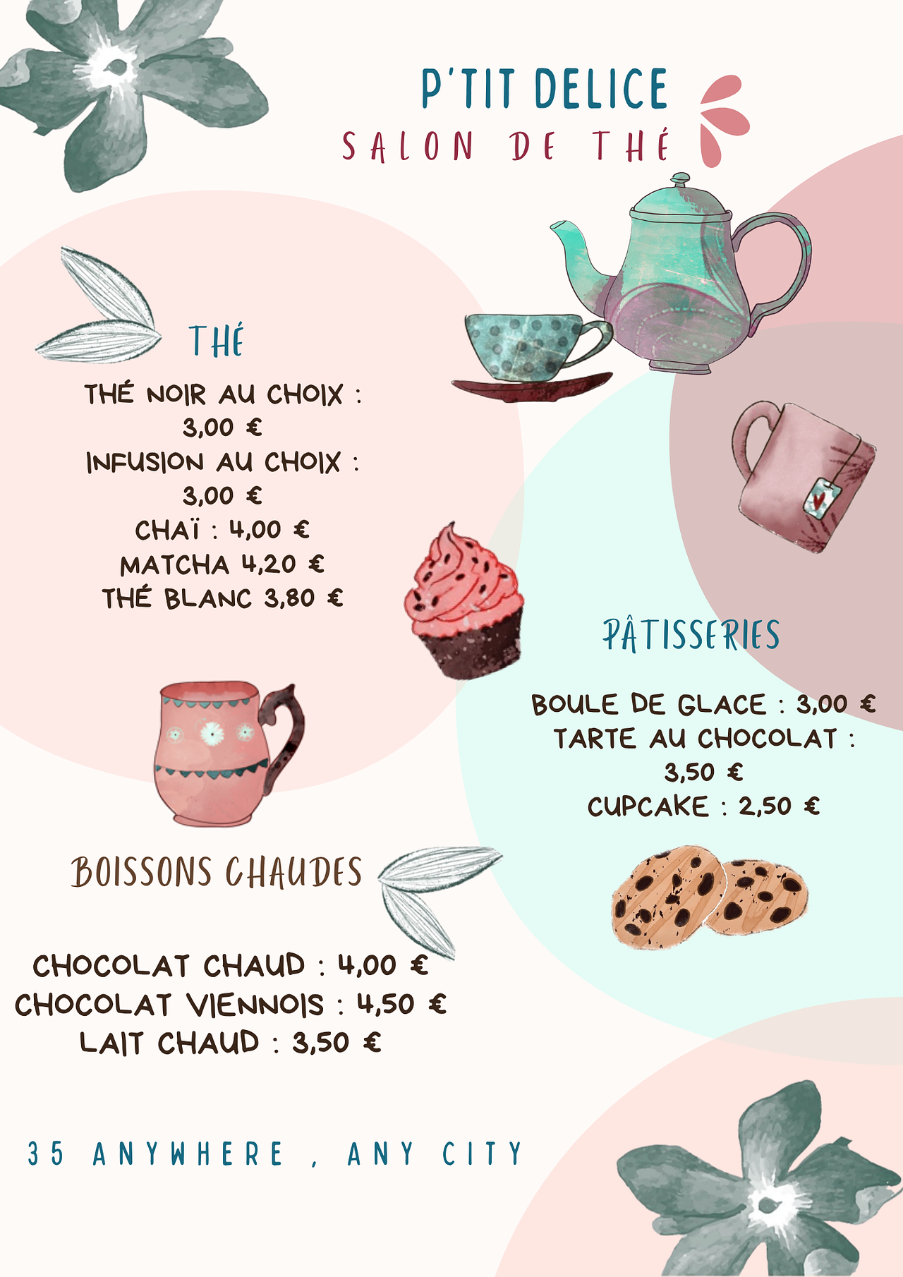 Création carte illustrée - Salon de Thé
