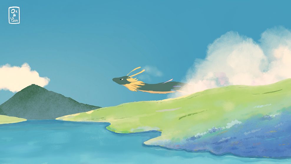 Dragon et paysage ghibli style