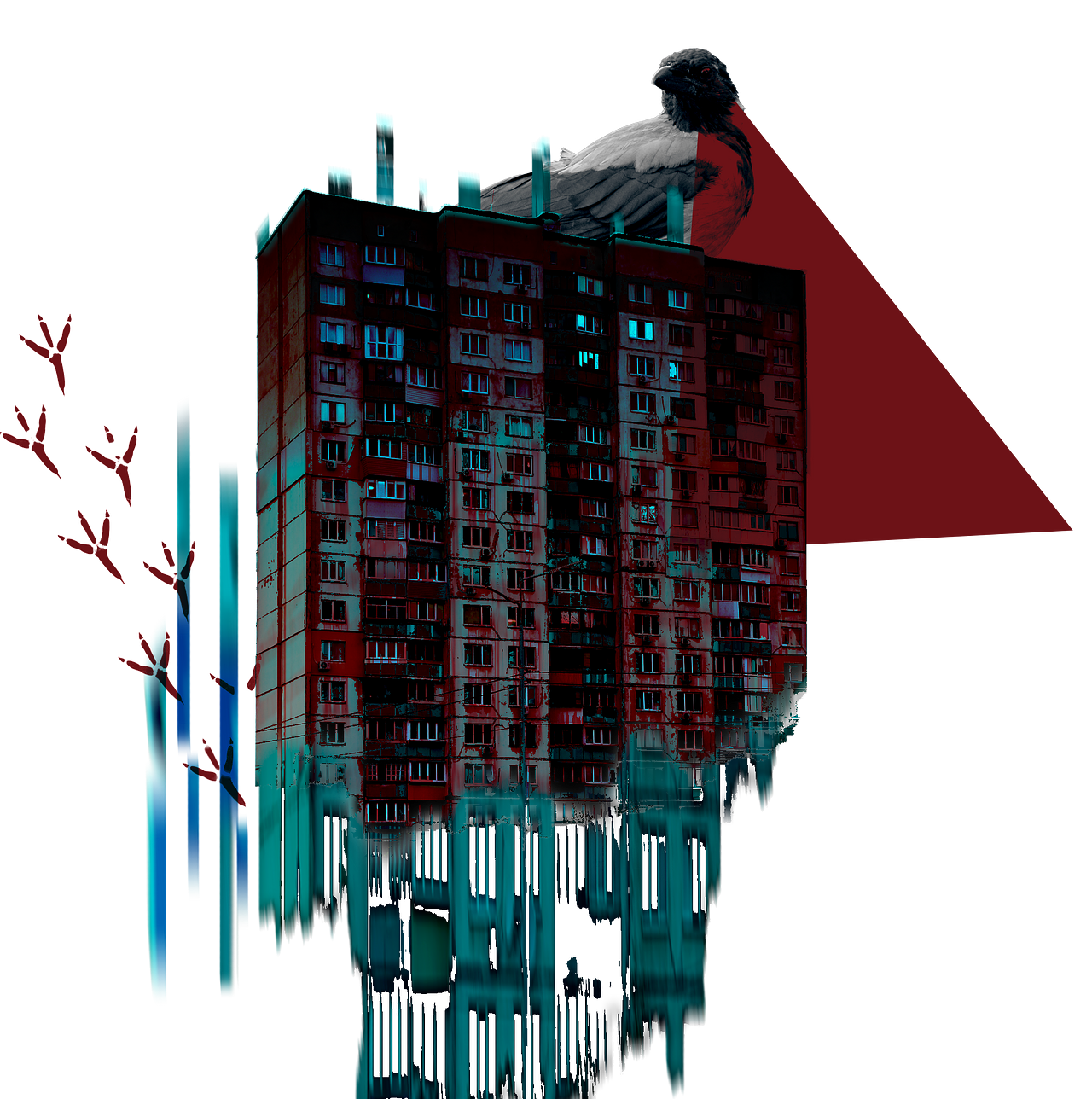 Collage sur le thème de la cité mystique
