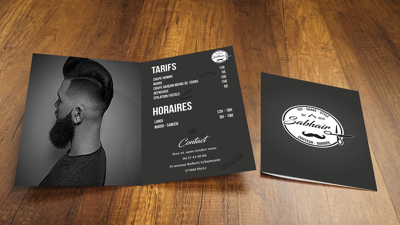 Dépliant pour salon de coiffure