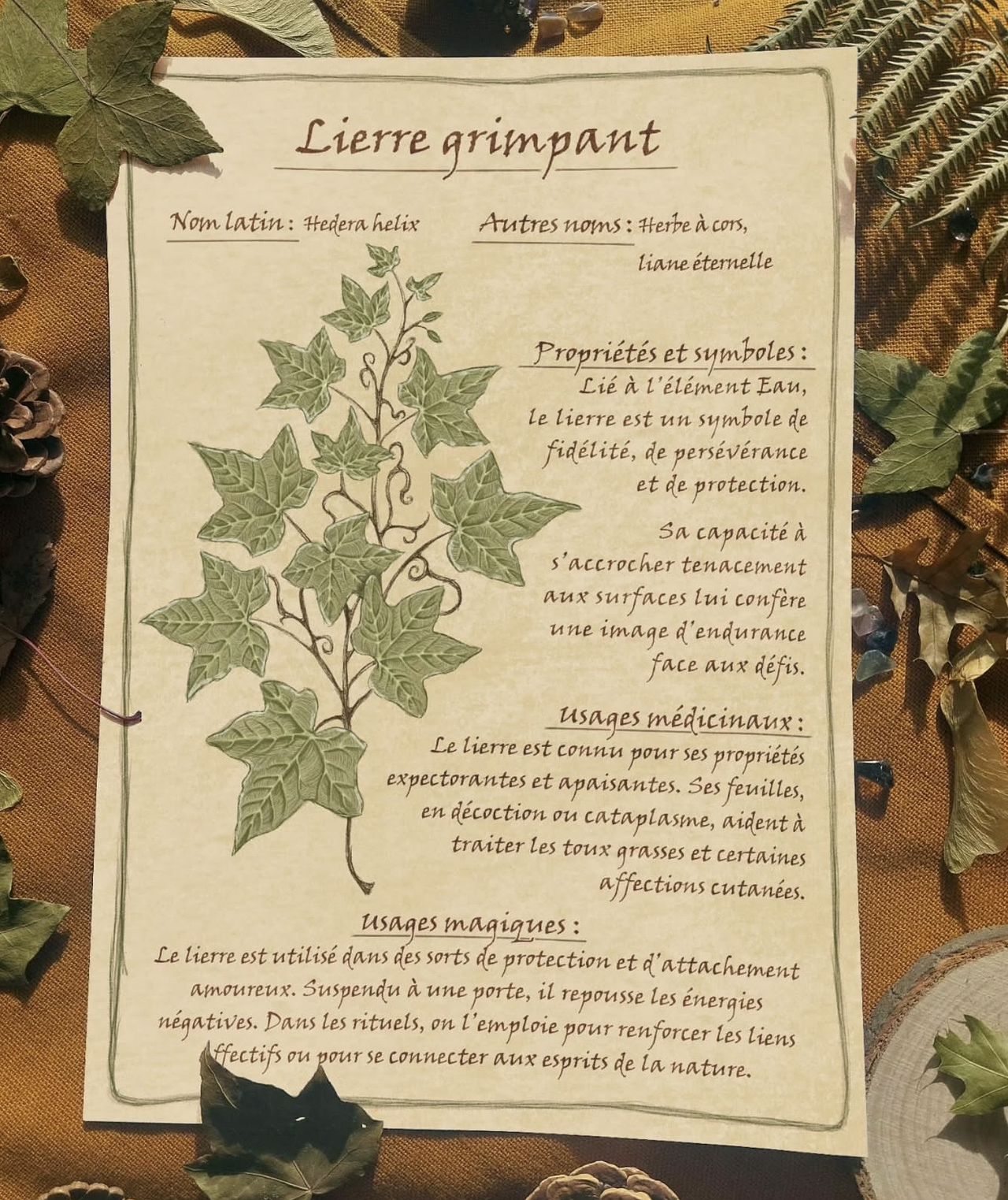 Fiche botanique lierre