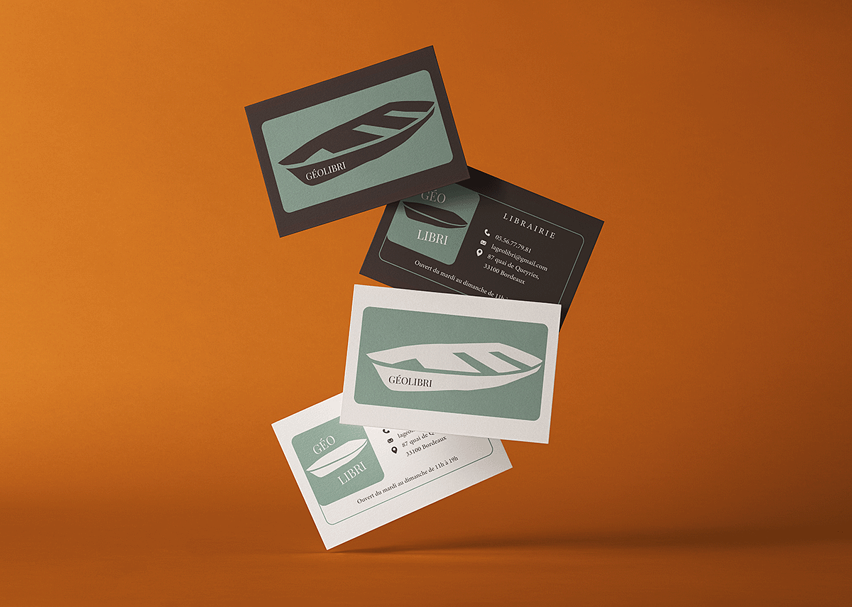 Cartes de visite d'une librairie