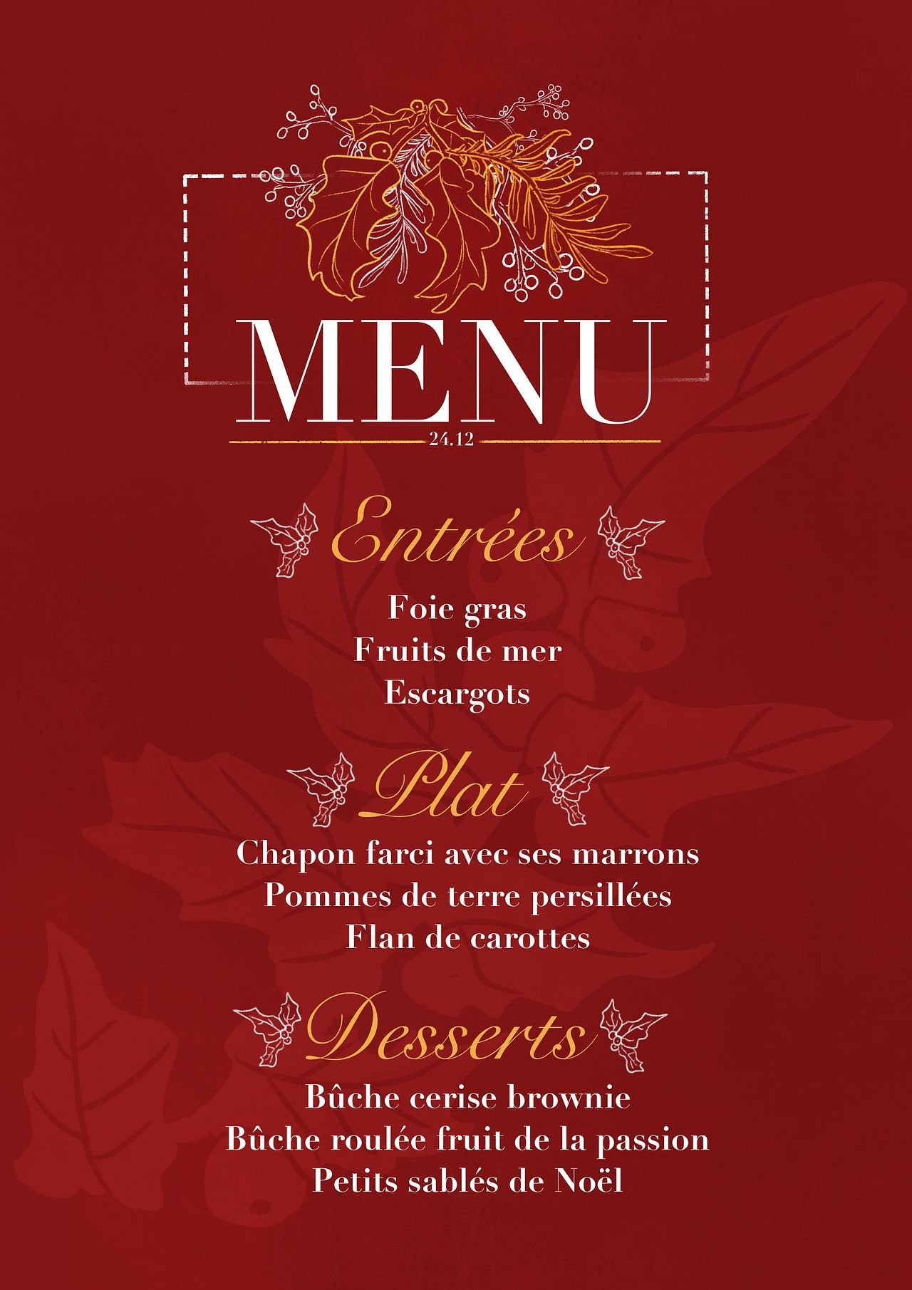 Menu de Noël