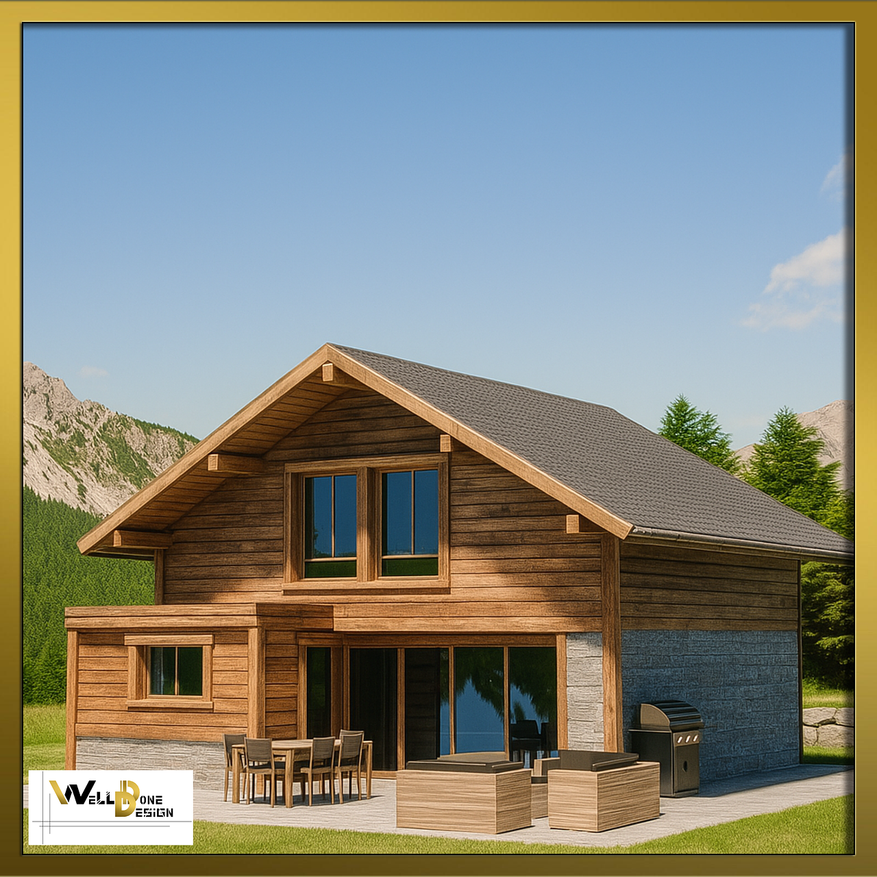 Chalet rendu photoréaliste