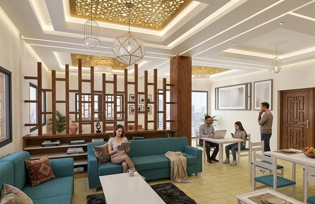 Rendu 3D d’un intérieur contemporain raffiné