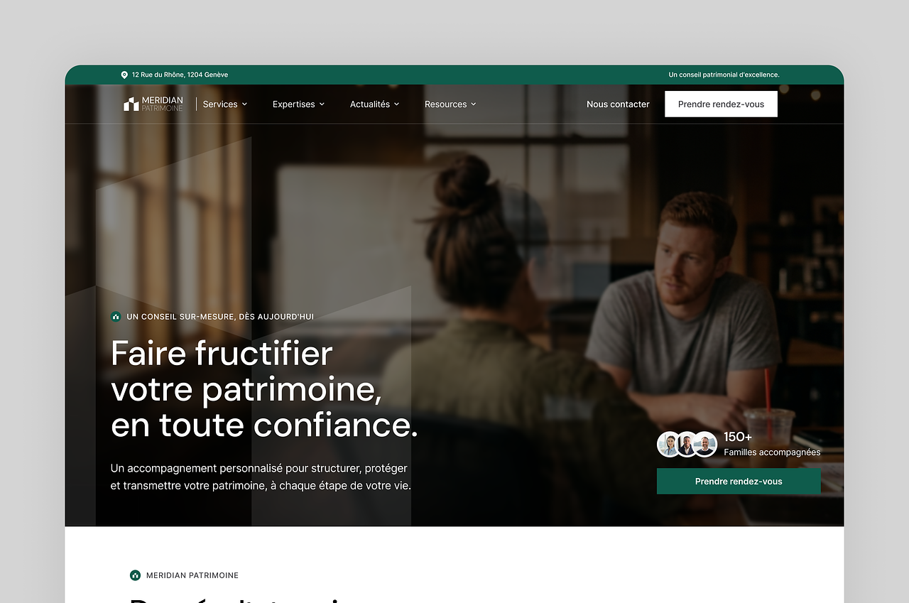 Meridian Patrimoine — Site web cabinet de gestion
