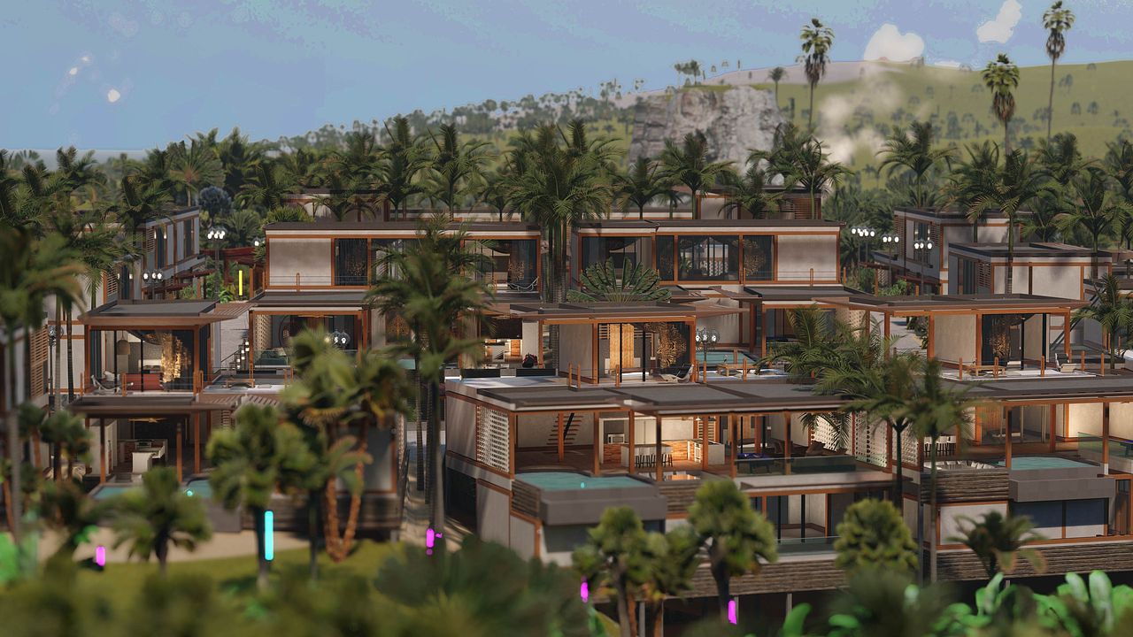 Complexe hôtelier tropical - Rendu 3D
