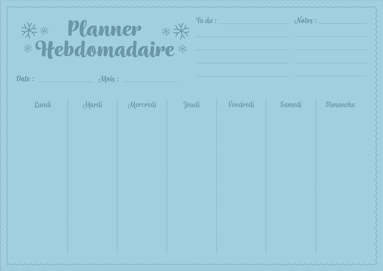 Planner hebdomadaire