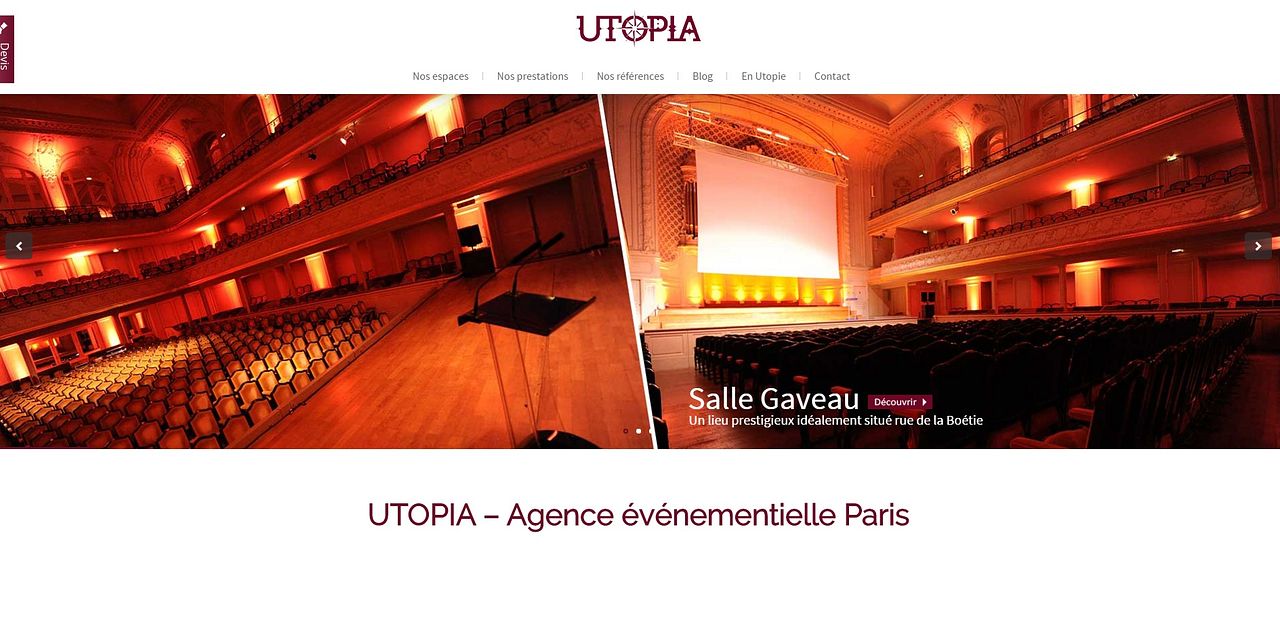 Site intenet Agence événementielle Utopia