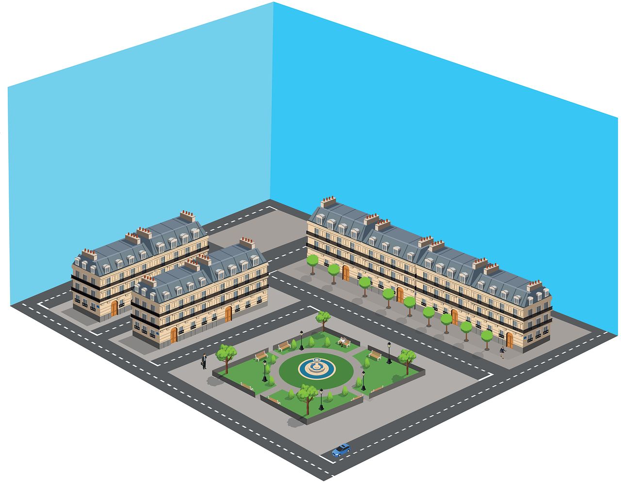 Illustration en isométrie 3D