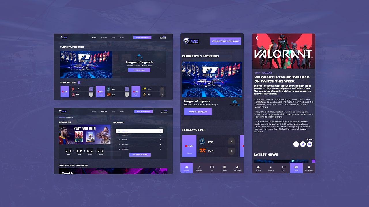 UX UI Design | Application Esport