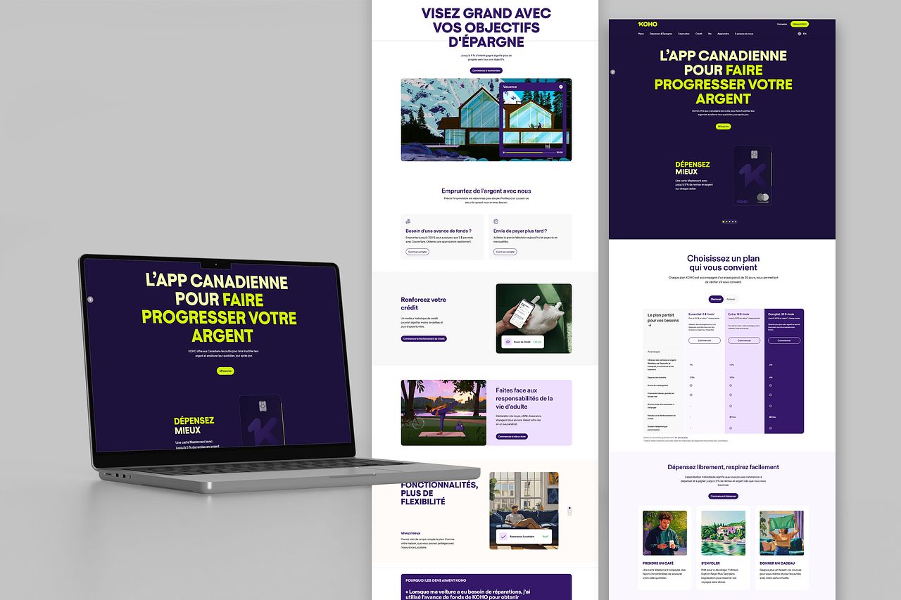 Landing page application bancaire canadienne