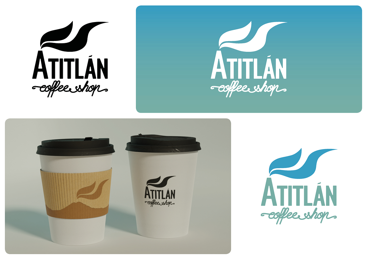 Atitlan Coffee Shop - Logo et Mockup 3D