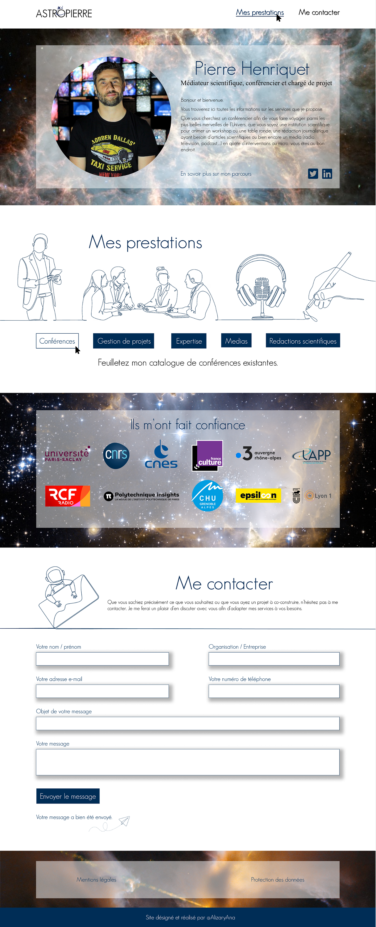 Astropierre – Maquette de site web