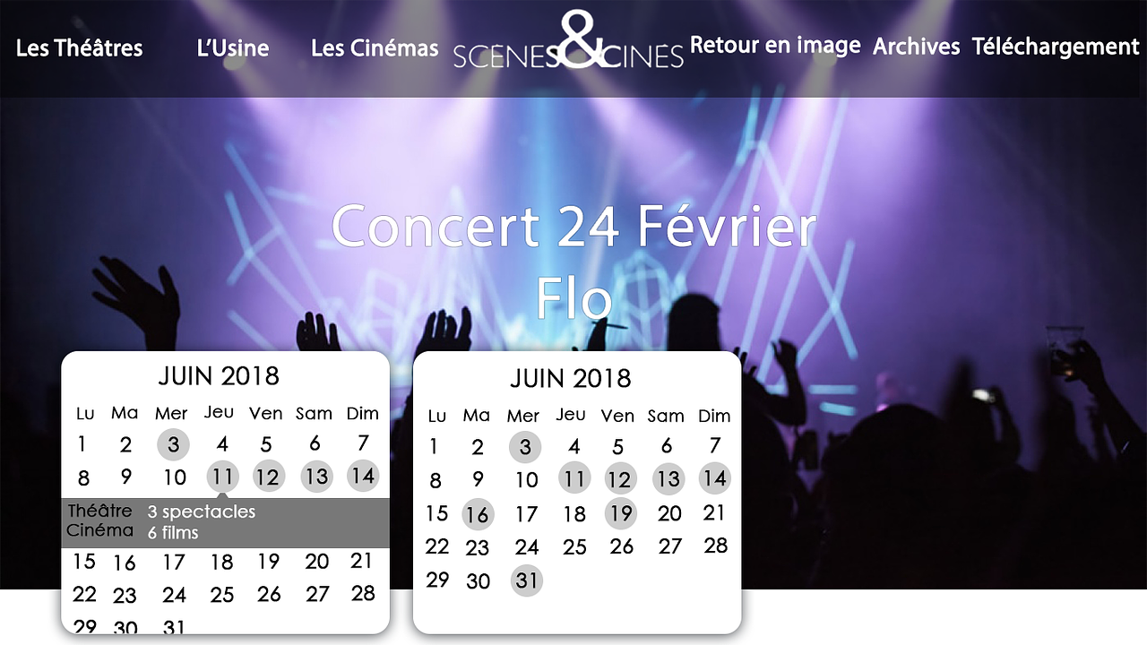 Homepage calendrier site internet
