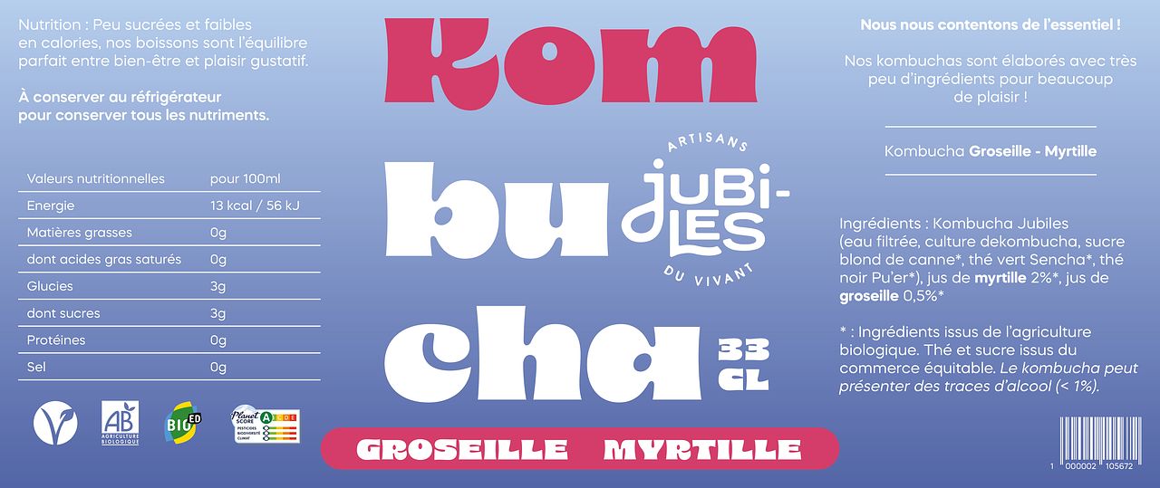 Etiquette de packaging Kombucha