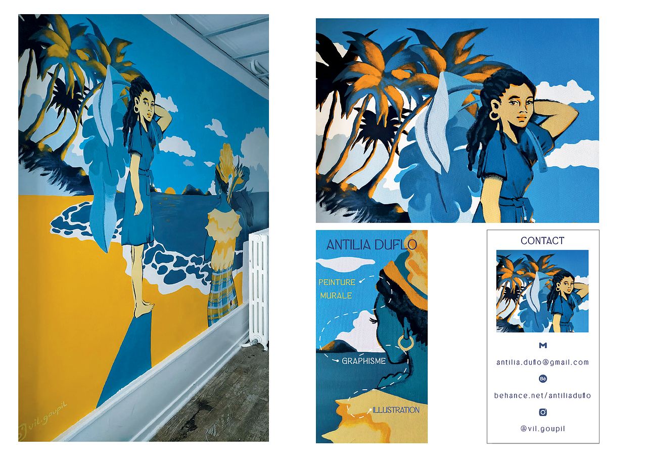 Peinture murale et cartes de visites