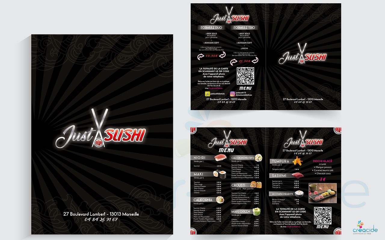 Dépliant menu Just sushi