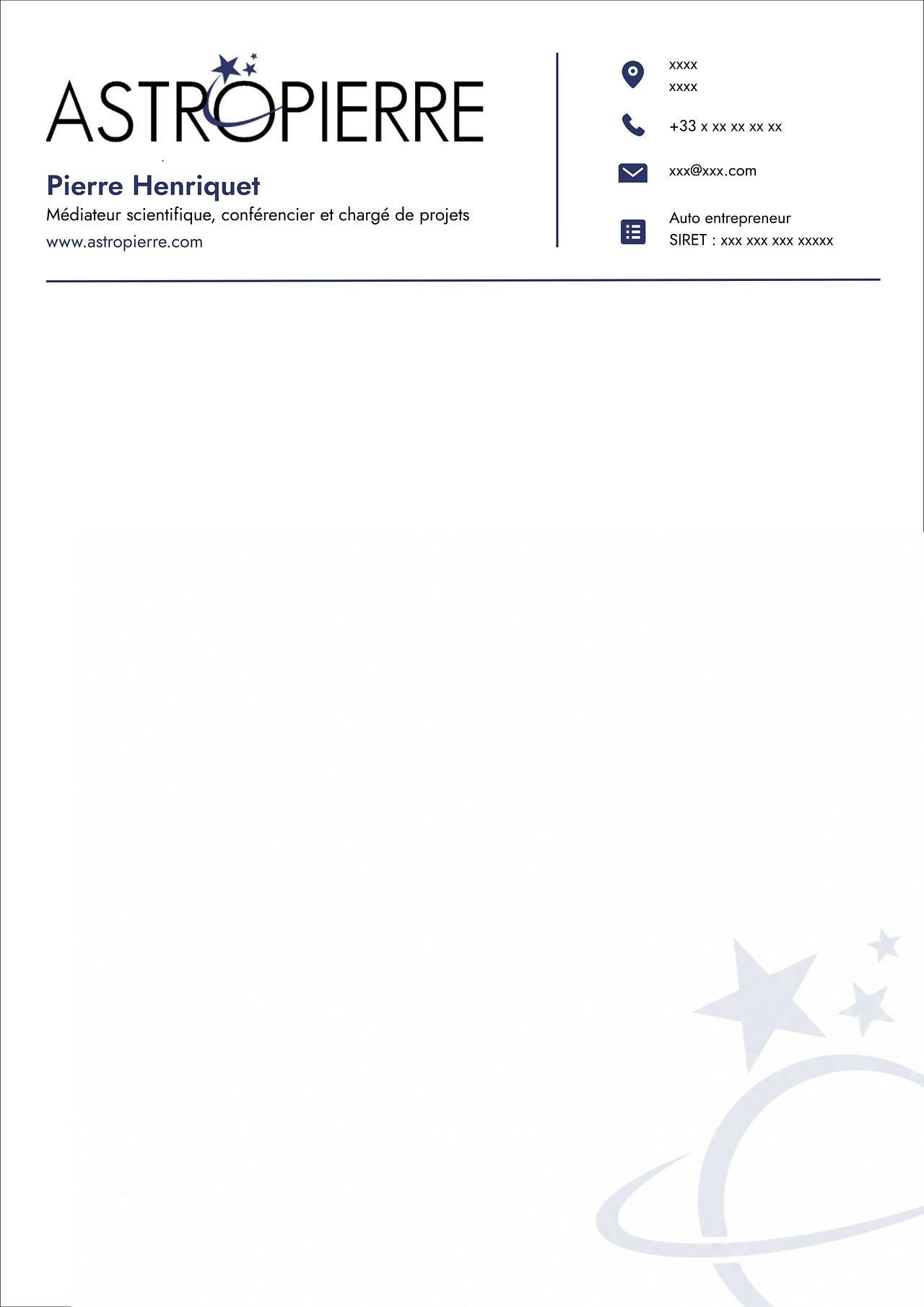 Astropierre – Document entête