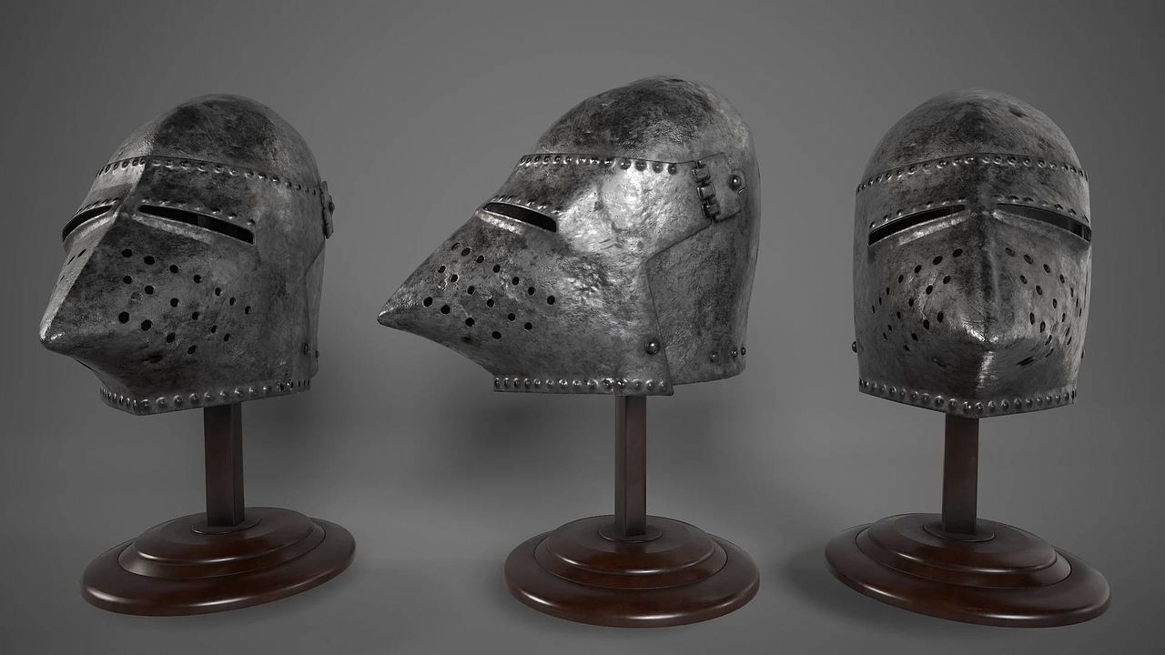 XIV Hounskull bascinet - Low-Poly Modeling/Texturi