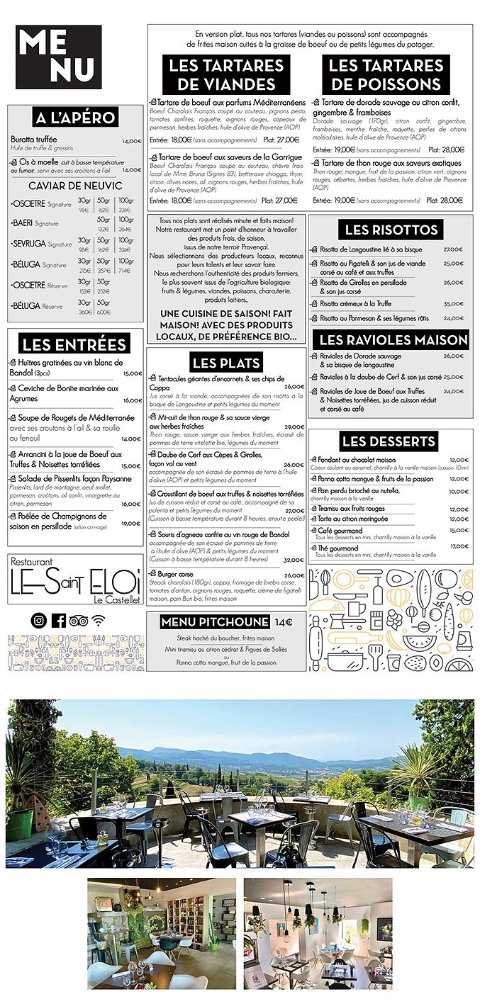 Menu Le Saint Eloi Le Castellet