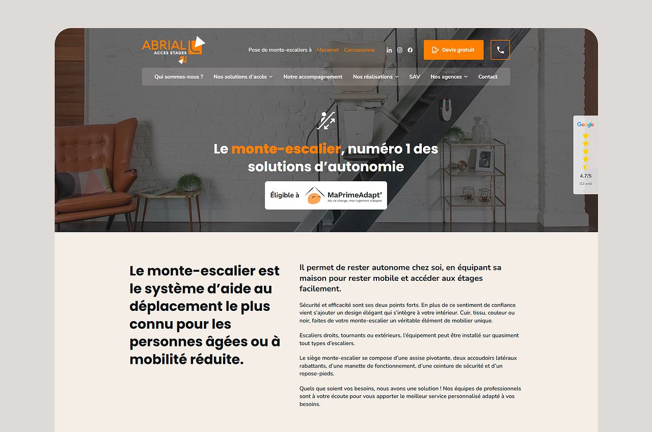 Abrial Acces Étages | Conception UX/UI