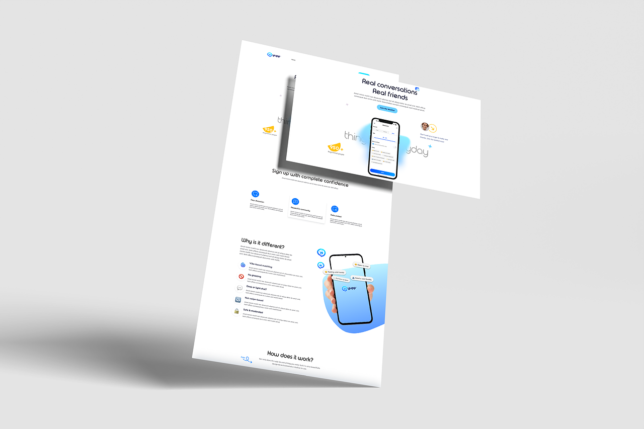 Web design landing page Application de chat amical