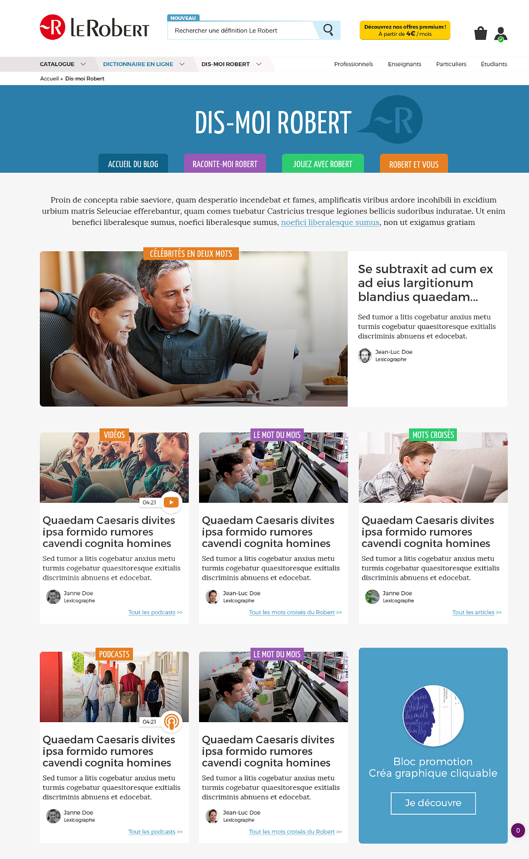 Création du blog Dis-moi Robert pour Le Robert