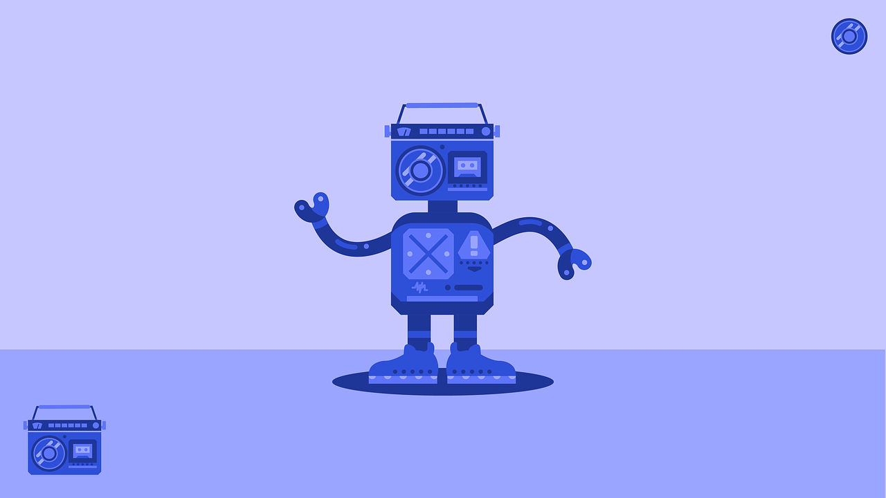 Robot rétro cassette – Illustration cartoon