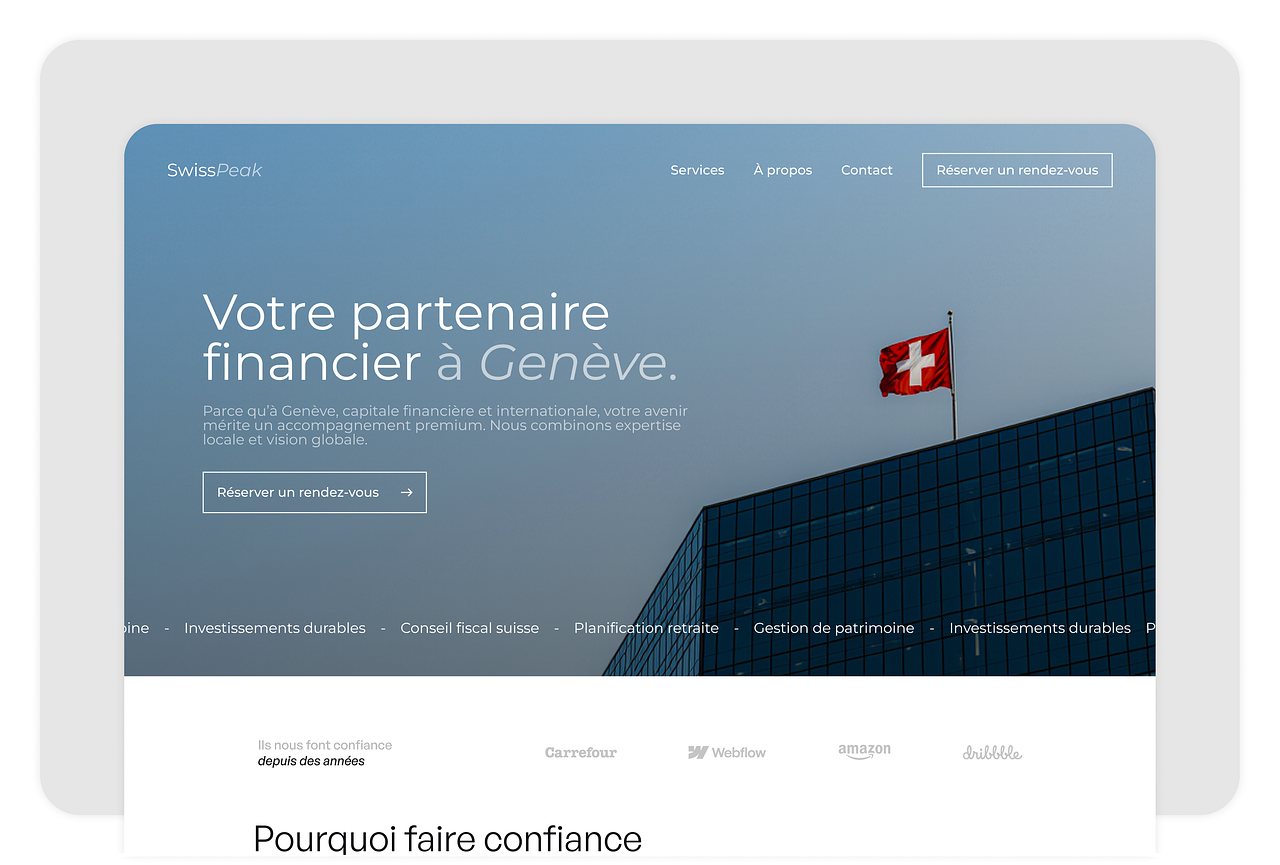 SwissPeak – Site web pour un cabinet financier