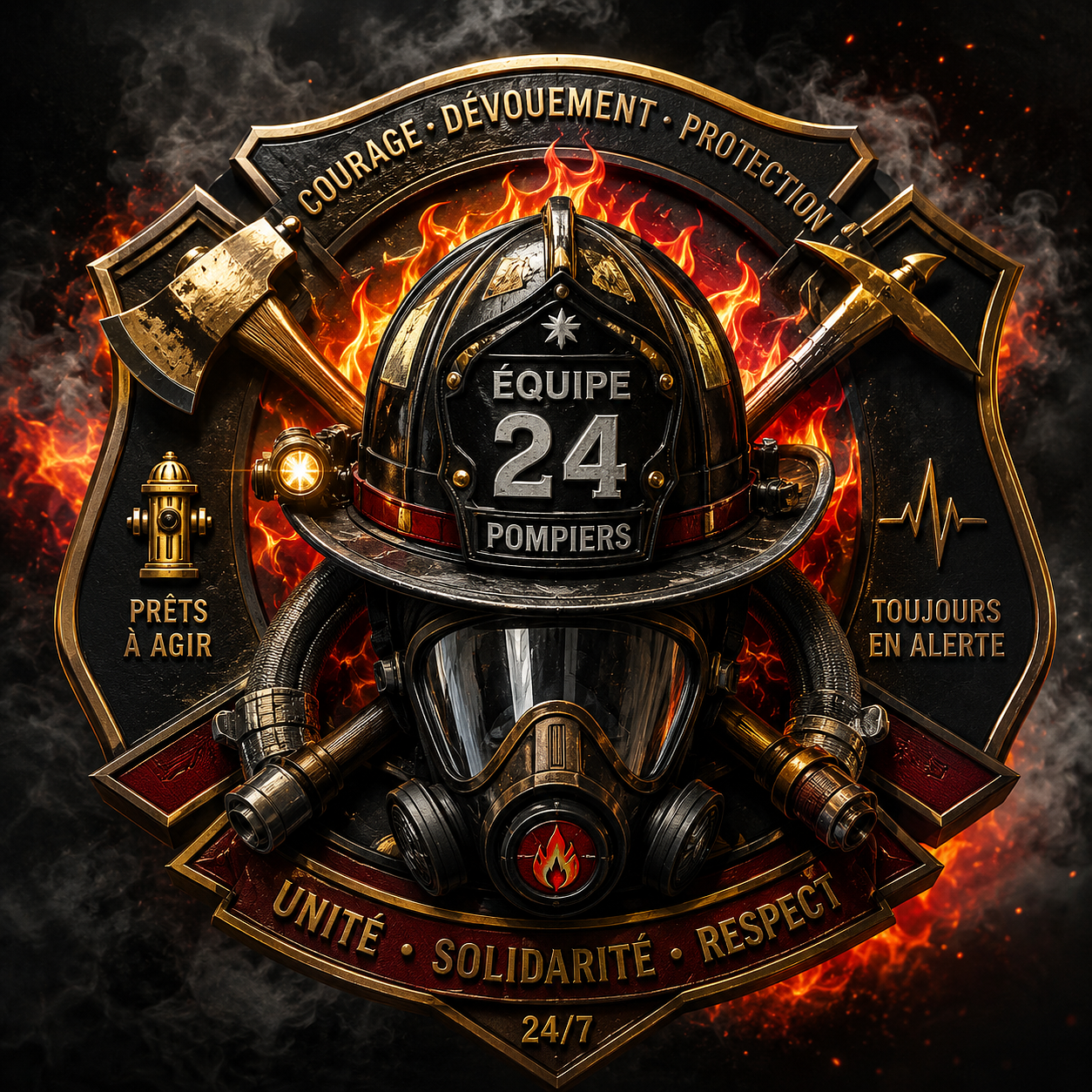 Logo Premium – Équipe de Pompiers | Emblème sporti