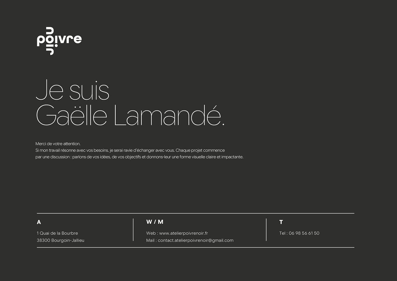 Portfolio Gaëlle Lamandé à l'Atelier Poivre Noir
