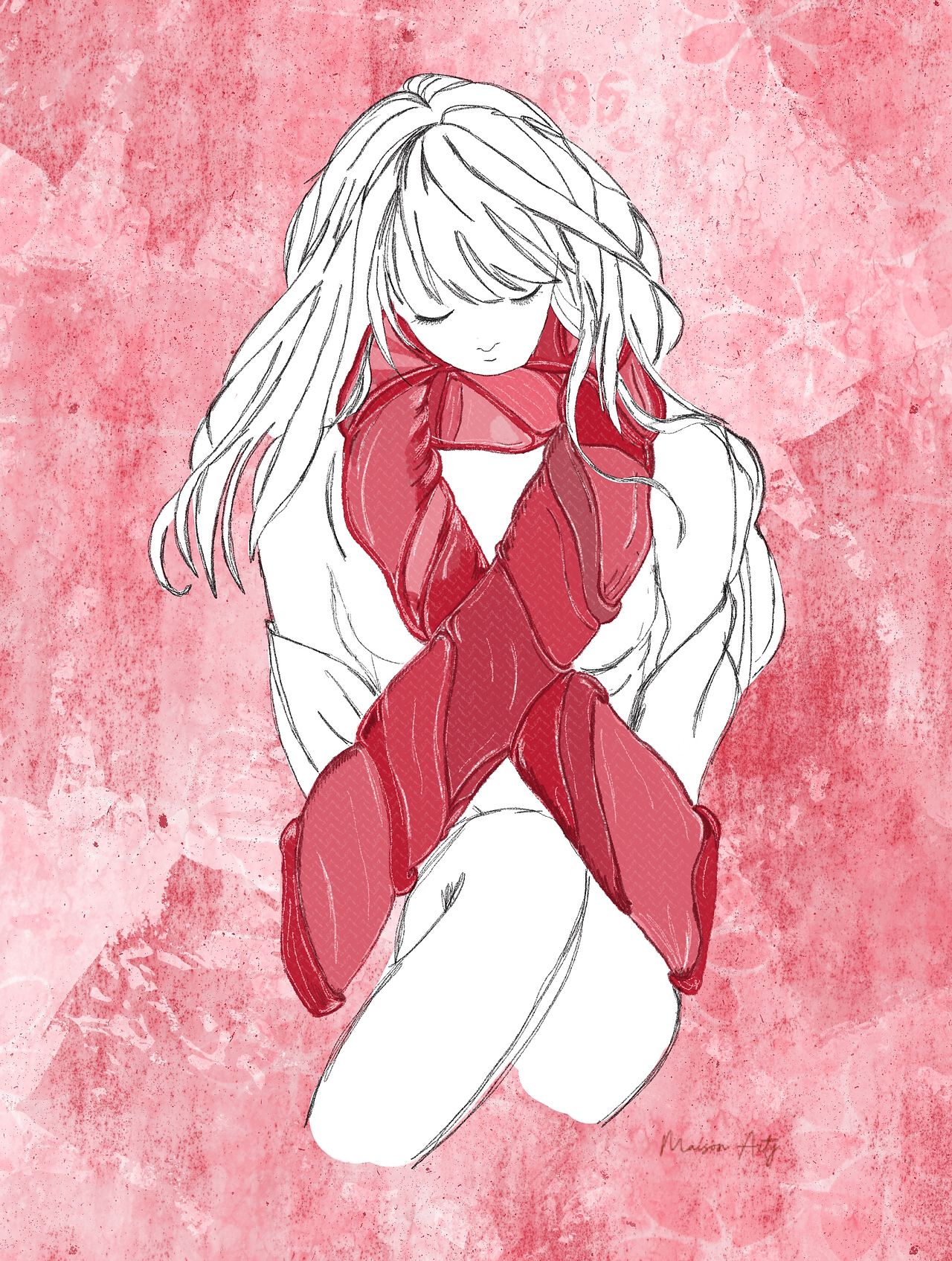 Illustration féminine -Octobre Rose en aquarelle