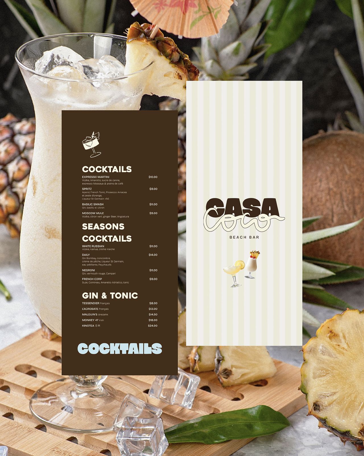 Carte des cocktails