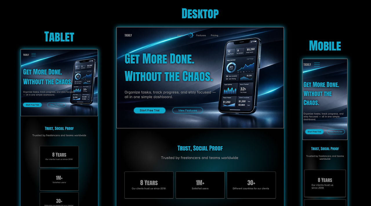 Taskly — Design de site SaaS