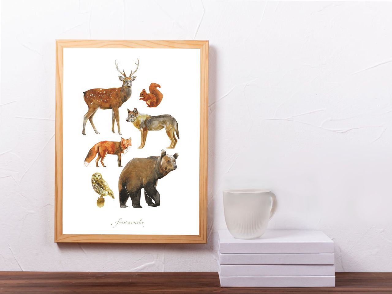 Affiche les animaux de la forêt, à l'aquarelle