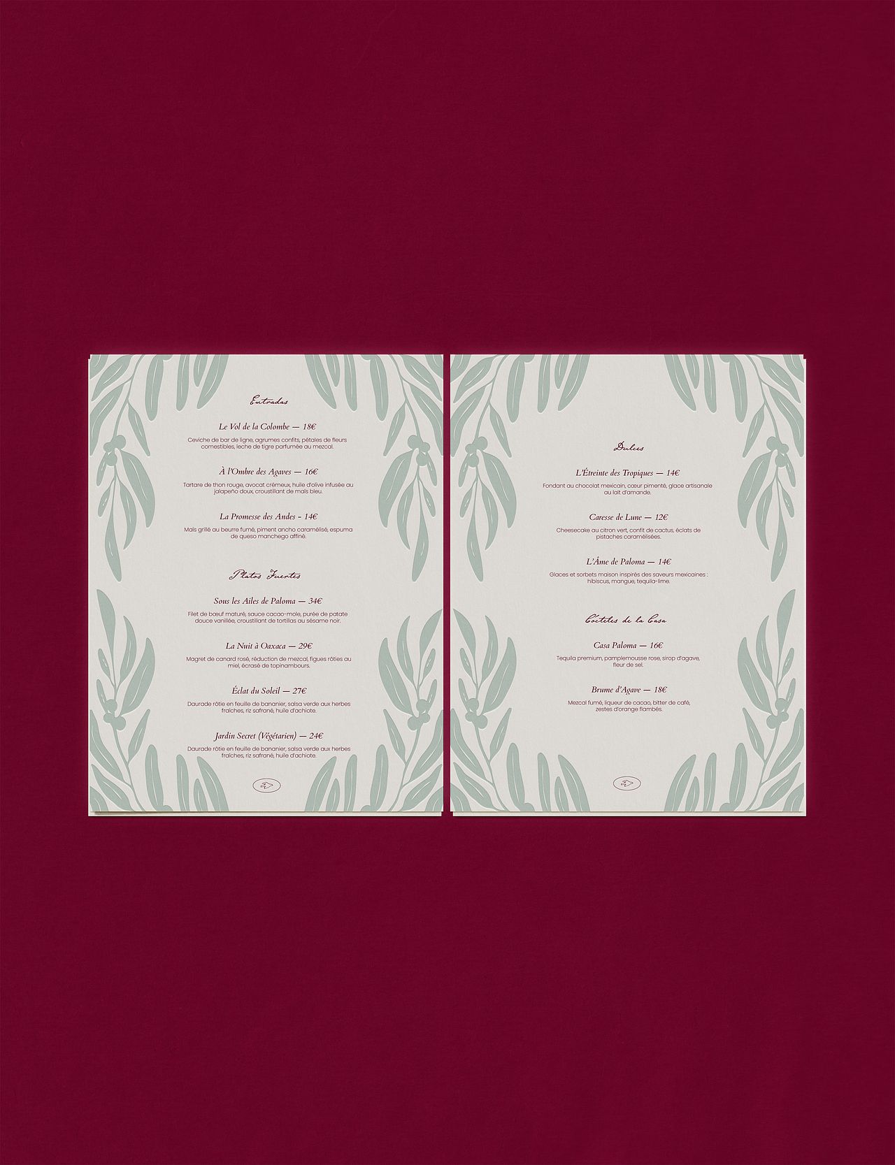 Menu Restaurant Casa Paloma