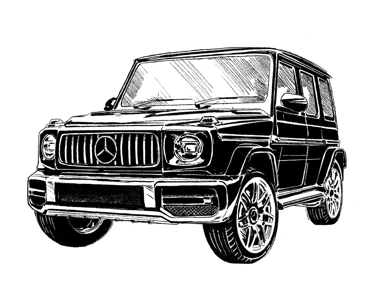 Dessin d'une Mercedes-Benz Class-G