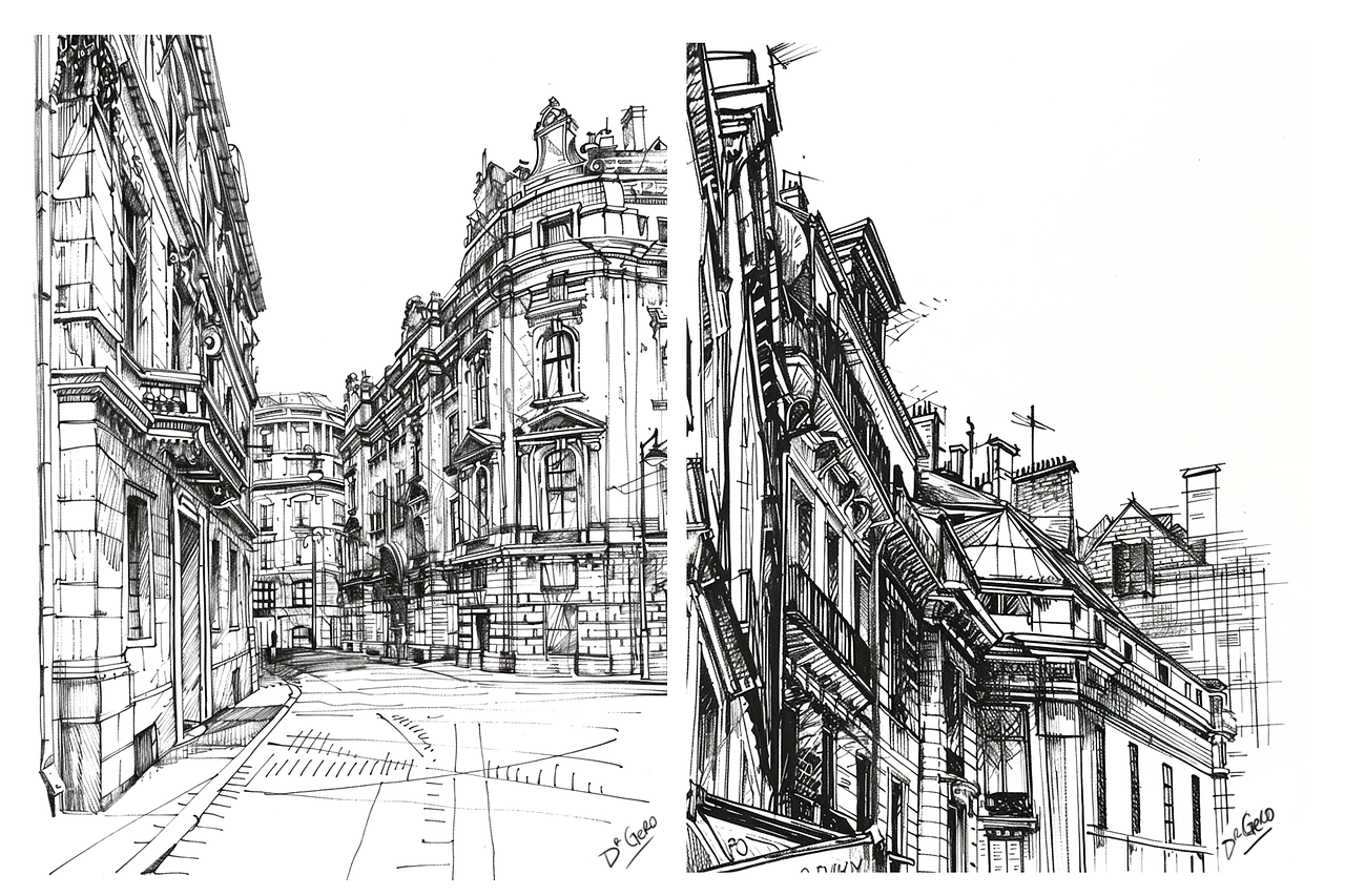 Croquis rue main levée