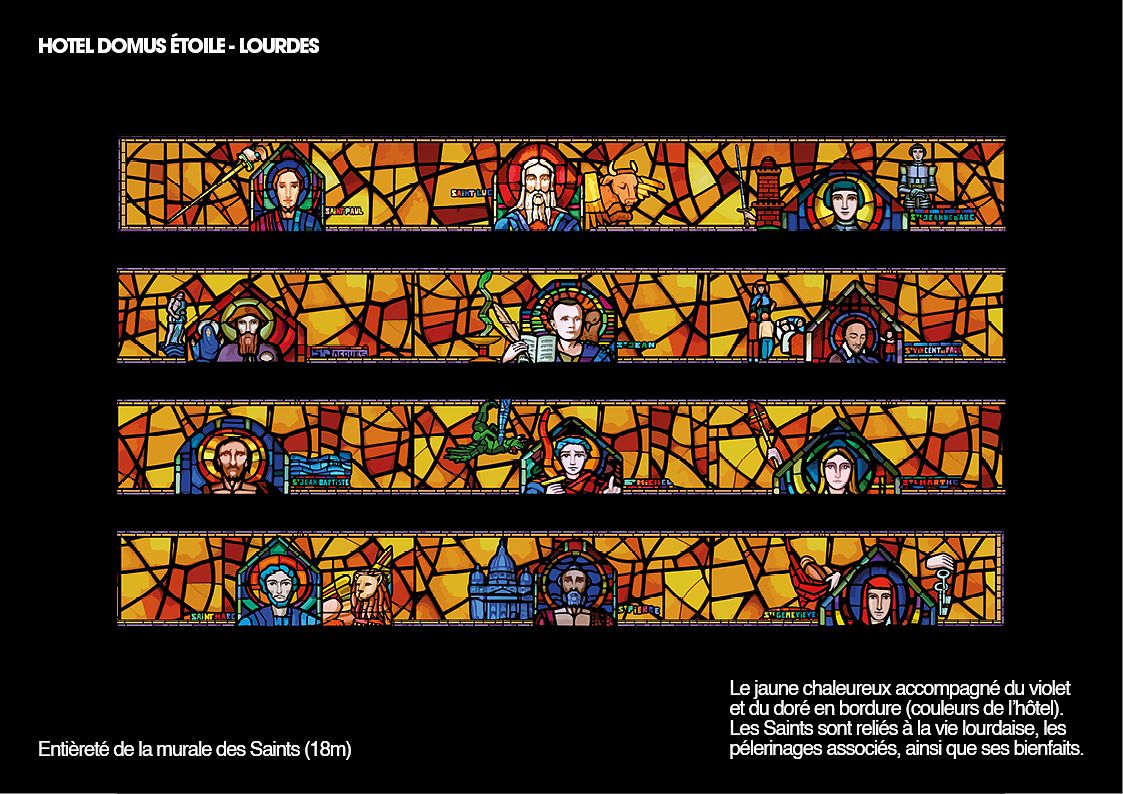 Murale des Saints - Hotel Domus Étoile Lourdes